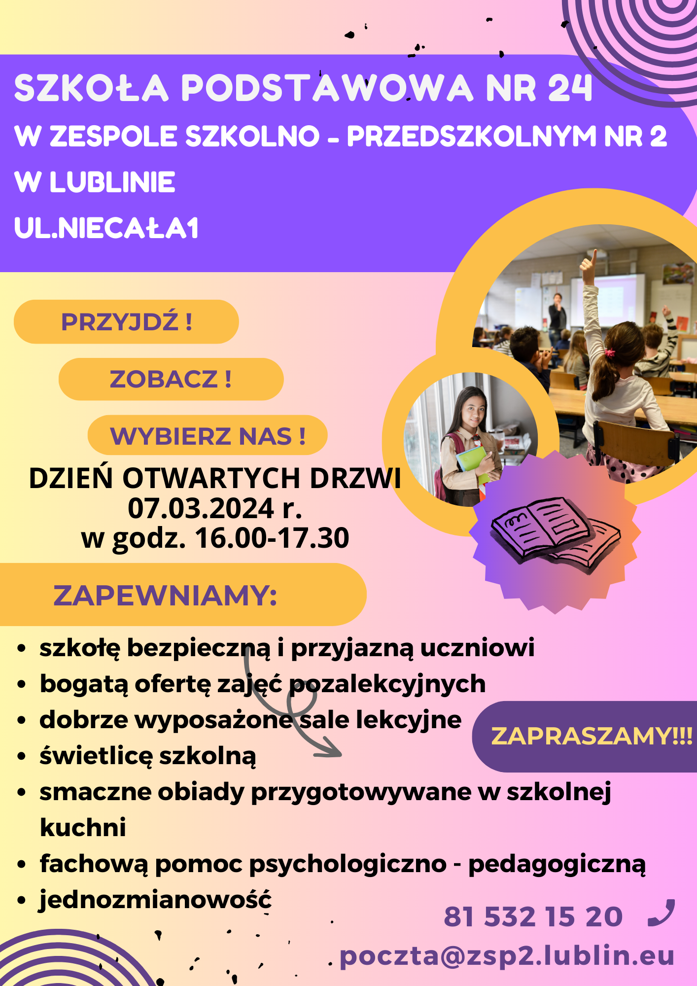 Plakat - rekrutacja do SP 24 w Lublinie